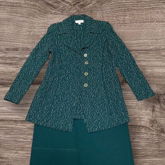 St. John Teal Blazer and Pants Ensemble - Picture 3 of 7